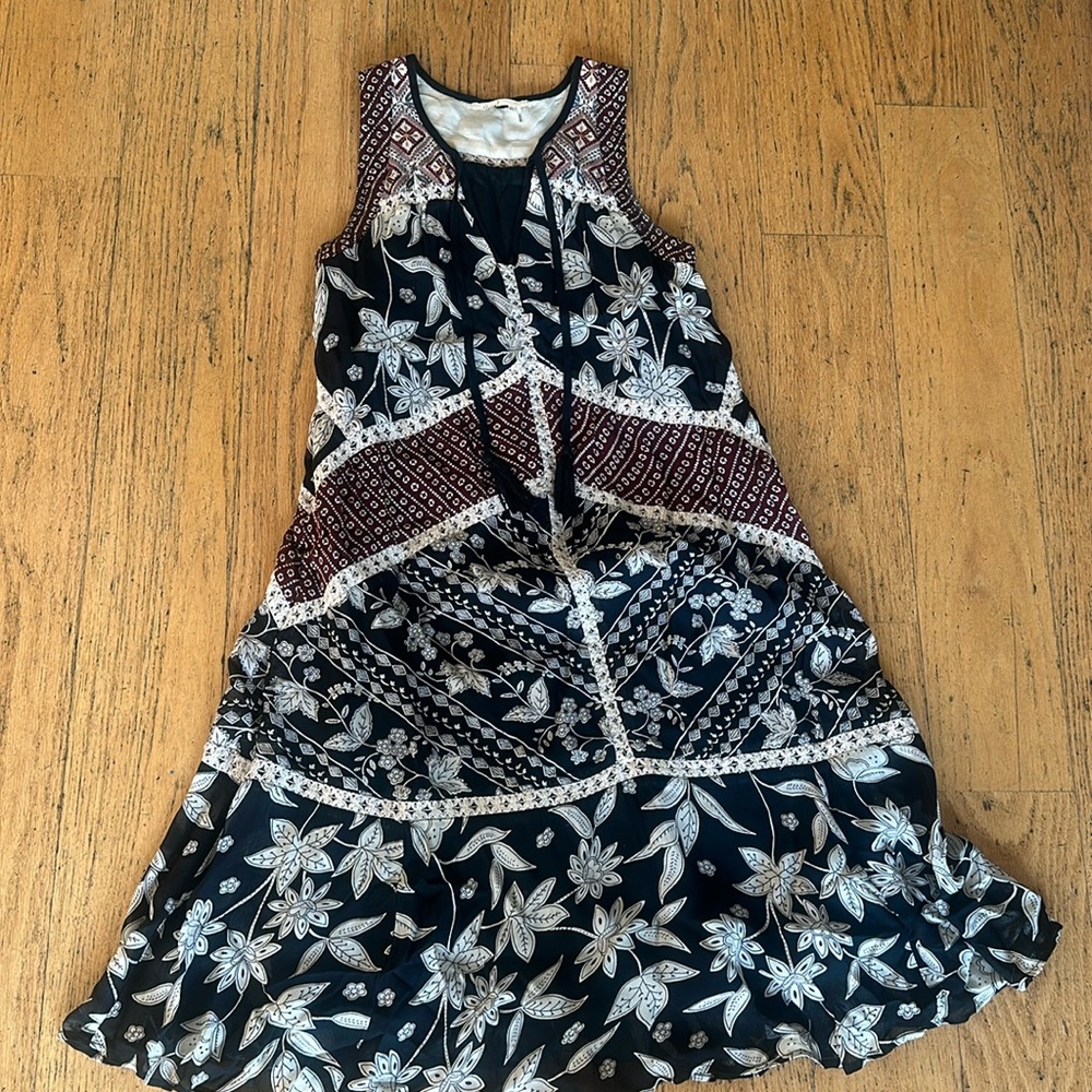 Anthropologie Black and White Floral Dress